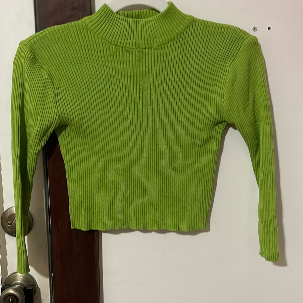 Limited Too Green Ribbed Cropped XS Sweater